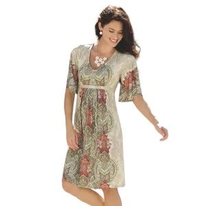 Monroe & Main Moroccan Paisley Flutter Sleeve midi Women’s Dress Size Medium NWT